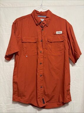 Magellan Outdoors Men's Short Sleeve Button-Down Shirt - Rust Orange Medium